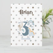 Ein niedliches 3-monatiges Design mit Dino auf pas (Stehend Vorderseite)