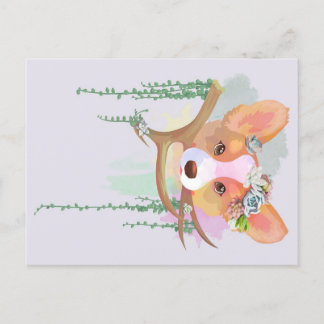 Ein Niedliches Aquarellkorgi | Weihnachtsgeschenk Feiertagspostkarte