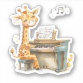 Ein Niedliches Baby Giraffe spielt Gitarre Aufkleber (Vorderseite)