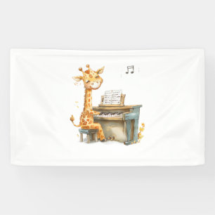 Ein Niedliches Baby Giraffe spielt Gitarre Banner