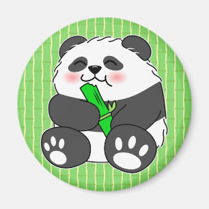 Ein Niedliches Baby Panda, das Bamboo Stalk isst Magnet