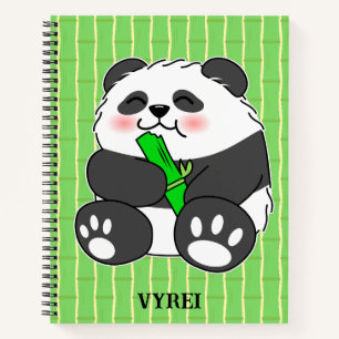 Ein Niedliches Baby Panda, das Bamboo Stalk isst Notizblock