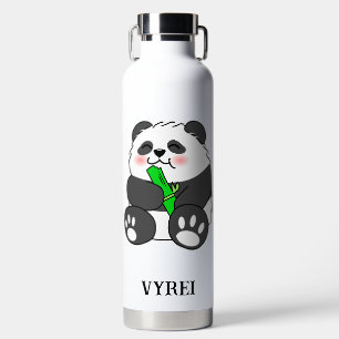 Ein Niedliches Baby Panda, das Bamboo Stalk isst Trinkflasche