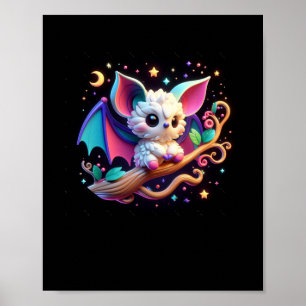 Ein Niedliches Bad in der Dunkelnacht. Aufkleber Poster