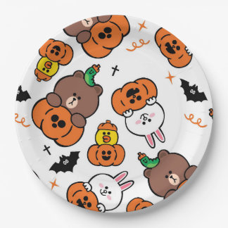 Ein Niedliches Bunny und Bären Halloween Pappteller