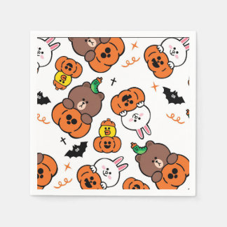 Ein Niedliches Bunny und Bären Halloween Serviette
