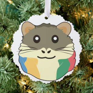 Ein Niedliches Cartoon Tier mit mehrfarbigem Scarf Ornament Karte