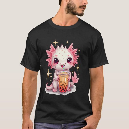 Ein niedliches Design von Axolotl Drink Boba Tea T-Shirt (Vorderseite)