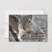 Ein Niedliches Eichhörnchen mit Birthday Party Fun Einladung (Rückseite)