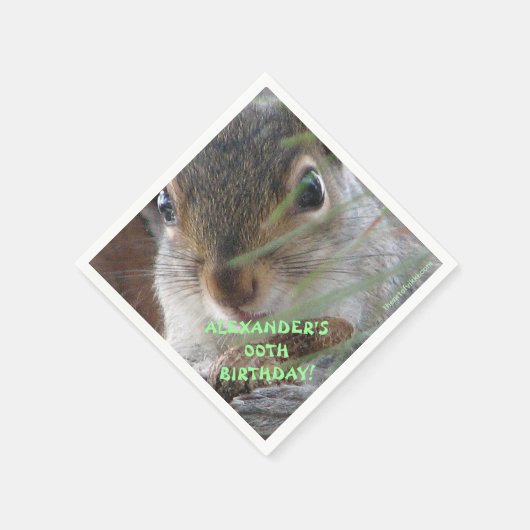 Ein Niedliches Eichhörnchen mit Peanut zum Geburts Serviette (Ecke)