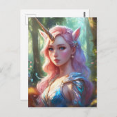 Ein niedliches Einhorn im Traumfeuer Postkarte (Vorne/Hinten)