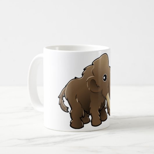 Ein niedliches freundliches wolliges Mammut Kaffeetasse (Vorderseite Links)