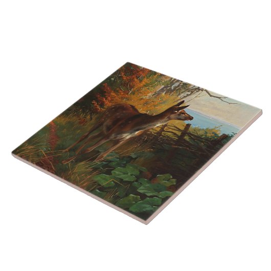 Ein Niedliches Hirsch im Wald Fliese (Seite)