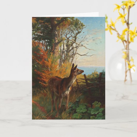 Ein Niedliches Hirsch im Wald - leere Karte (Gelbe Blume)