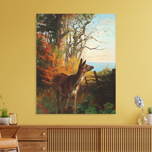 Ein Niedliches Hirsch im Wald Leinwanddruck (Insitu (Wohnzimmer))