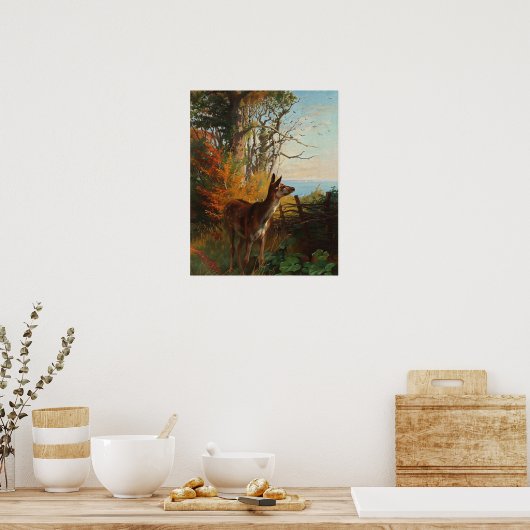 Ein Niedliches Hirsch im Wald Poster (Küche)