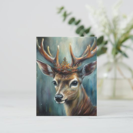 Ein Niedliches Hirsch mit einer Krone Postkarte (Stehend Vorderseite)