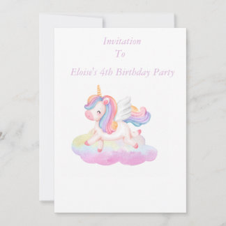 Ein Niedliches Illustriertes Einhorn am 4. Geburts Einladung
