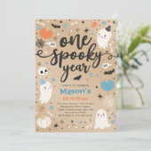 Ein Niedliches Jahr Halloween Ghost 1. Geburtstag Einladung (Stehend Vorderseite)