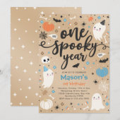 Ein Niedliches Jahr Halloween Ghost 1. Geburtstag Einladung (Vorne/Hinten)