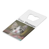 Ein niedliches Kätzchen mit grünen Augen Geldbeutel Flaschenöffner (Vorderseite Schrägansicht)