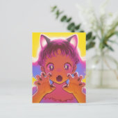 Ein Niedliches Katzen-Mädchen Postkarte (Stehend Vorderseite)