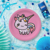 Ein niedliches Kawaii-Einhorn Pappteller (Party)