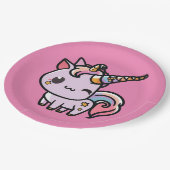 Ein niedliches Kawaii-Einhorn Pappteller (Schrägansicht)