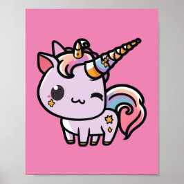 Ein niedliches kawaii Einhornposter Poster