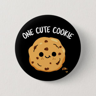 Ein Niedliches Keks Funny Food Puff Dark BG Button