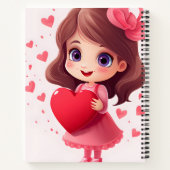 Ein Niedliches Mädchen mit einem roten Herz Notizblock (Rückseite)
