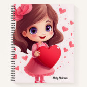 Ein Niedliches Mädchen mit einem roten Herz Notizblock (Vorderseite)