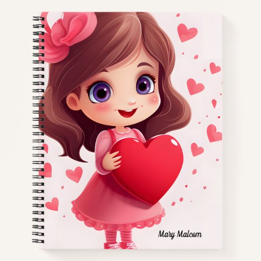 Ein Niedliches Mädchen mit einem roten Herz Notizblock (Vorderseite)