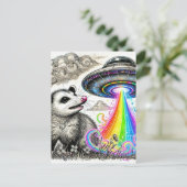 Ein niedliches Opossum und ein UFO Postkarte (Stehend Vorderseite)