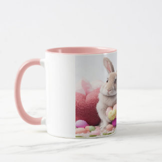 Ein Niedliches Ostersonniges rosa Herz mit Korb &  Tasse