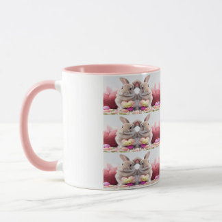 Ein Niedliches Ostersonniges rosa Herz mit Korb &  Tasse