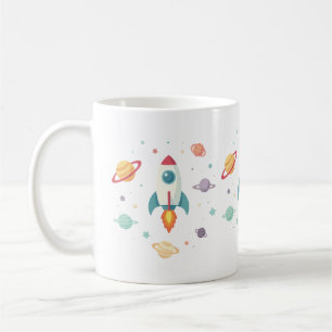 ein niedliches Raketenschiff, das durch einen skur Kaffeetasse