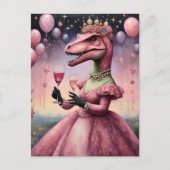 Ein Niedliches rosa Dino in einem Kleid Postkarte (Vorderseite)