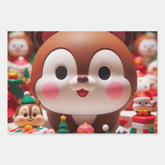 Ein niedliches, rundes Zeichen, das einem Chipmunk Geschenkpapier Set (Vorderseite)