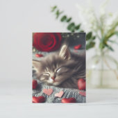 Ein niedliches SchlafValentine Kitten Postkarte (Stehend Vorderseite)