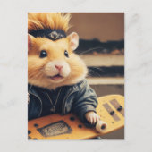 Ein Niedliches Skateboarding Punk Hamster Retro Postkarte (Vorderseite)