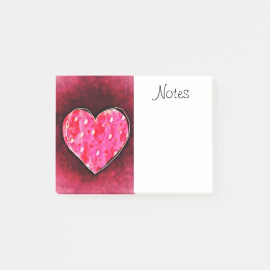 Ein Niedliches, von Hand gezogenes rosa Herz auf e Post-it Klebezettel (Vorderseite)