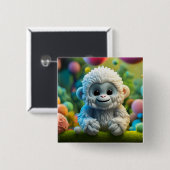 Ein niedliches Yeti aus Garn Button (Vorne & Hinten)