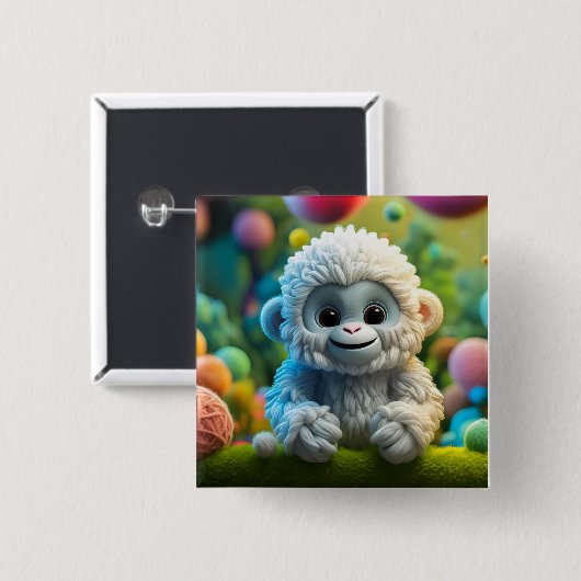 Ein niedliches Yeti aus Garn Button (Vorne & Hinten)