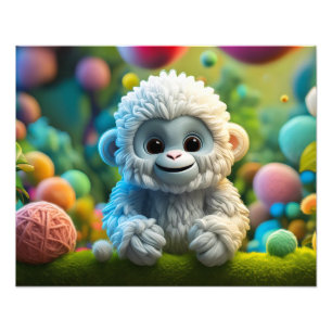 Ein niedliches Yeti aus Garn Fotodruck