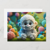 Ein niedliches Yeti aus Garn Postkarte (Vorne/Hinten)
