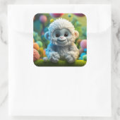 Ein niedliches Yeti aus Garn Quadratischer Aufkleber (Tasche)