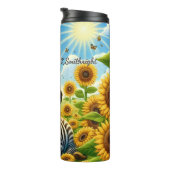 Ein Niedliches Zebra auf einem Sonnenblumenfeld Thermosbecher (Nach rechts gedreht)