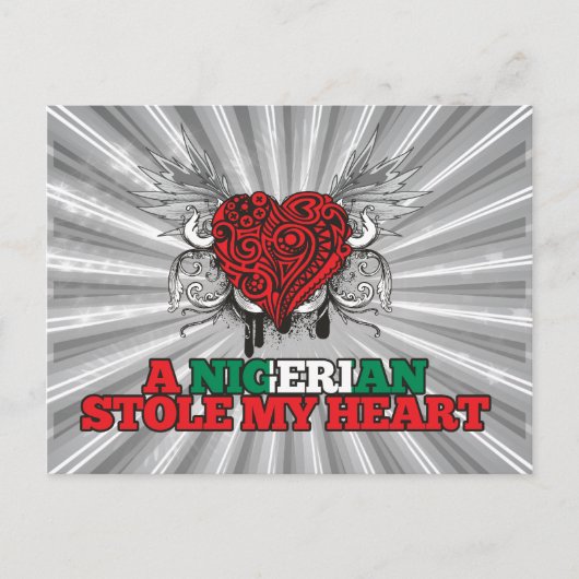 Ein Nigerianer hat mir das Herz gestohlen Postkarte (Vorderseite)