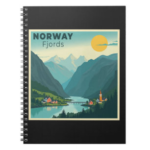 Ein nostalgischer klassischer Reiseplakat – Norweg Notizblock